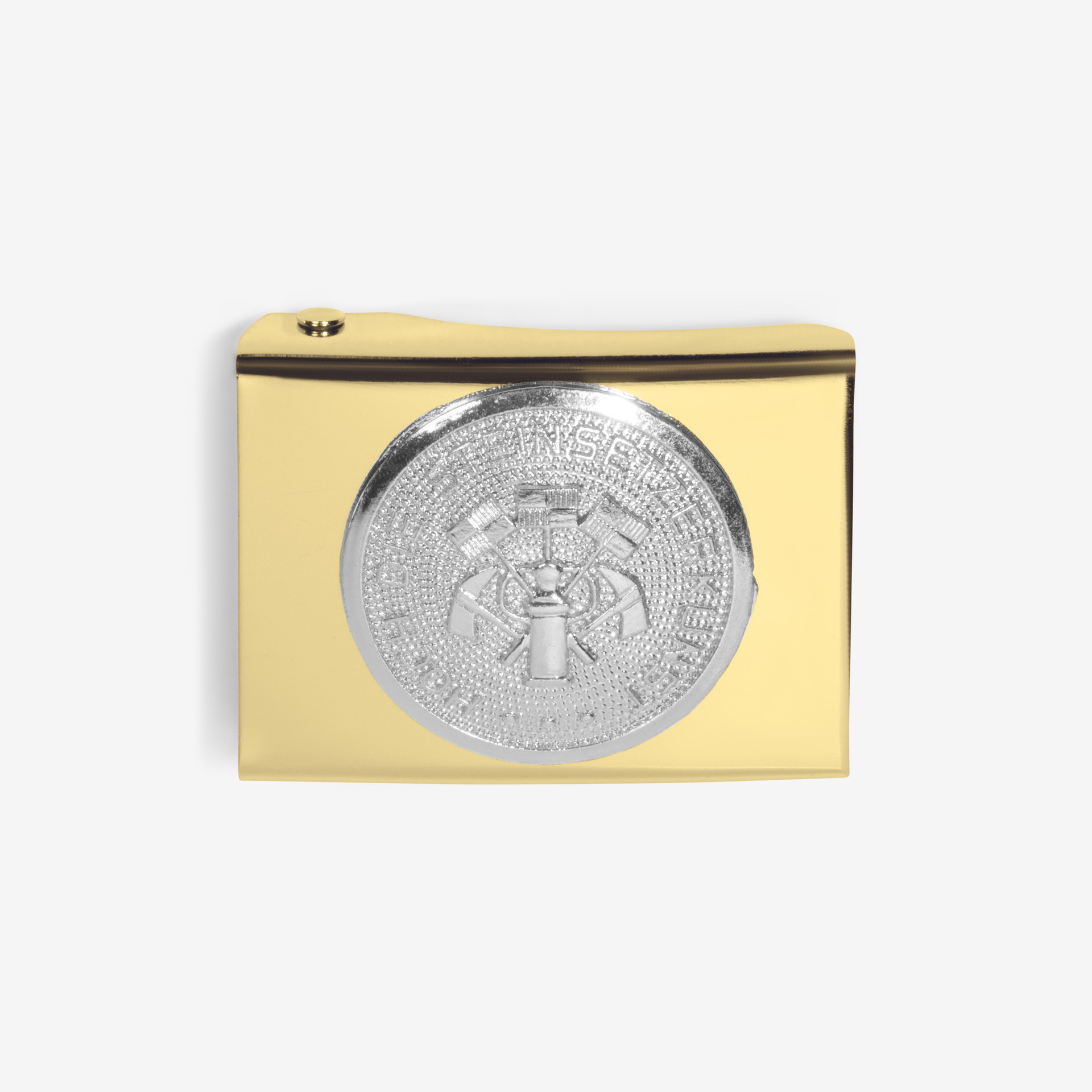 Koppelschloss Guertelschnalle gold mit Zunftemblem in silber
