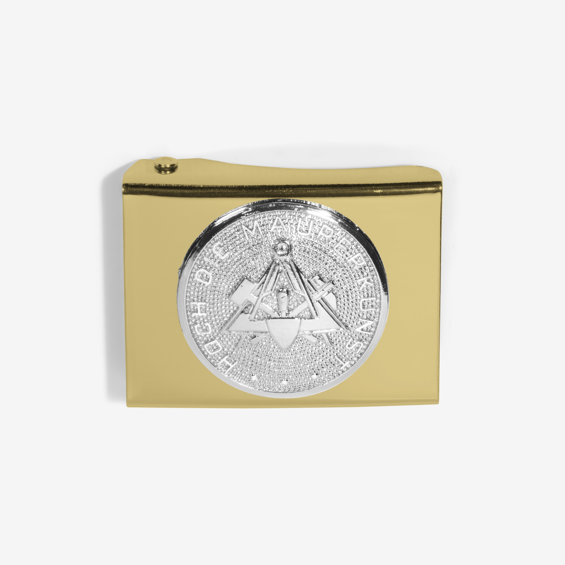 Koppelschloss Guertelschnalle gold mit Zunftemblem in silber