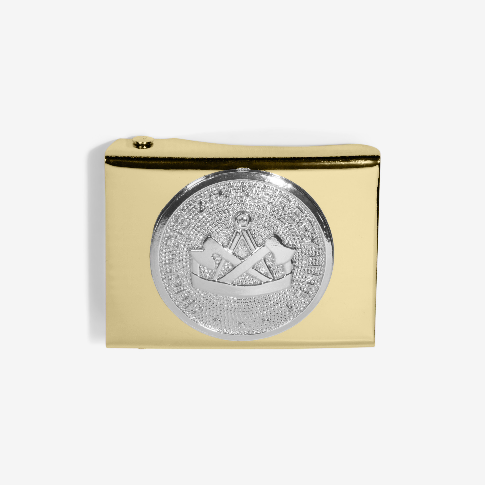 Koppelschloss Guertelschnalle gold mit Zunftemblem in silber